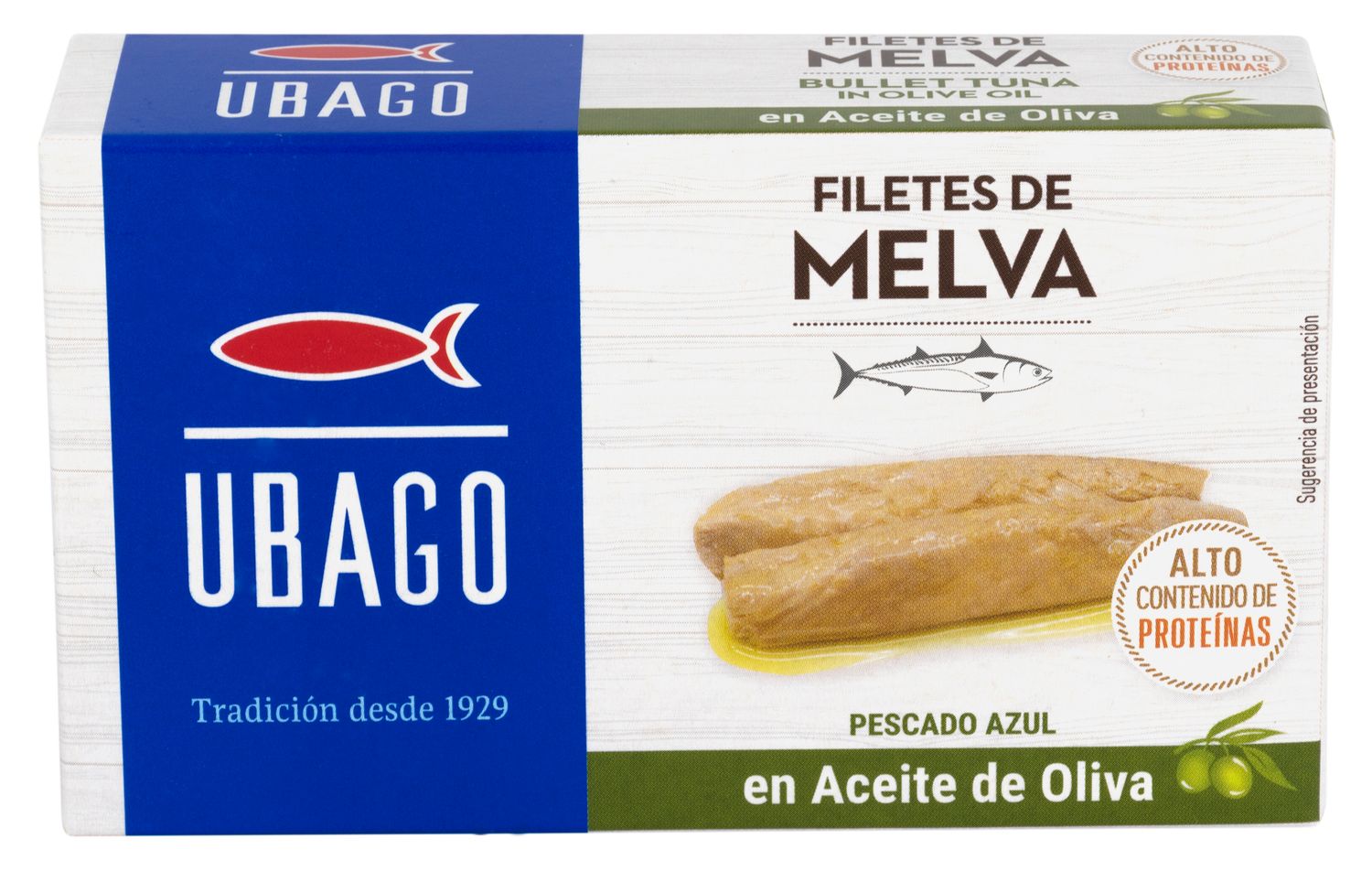 Filetes de melva en aceite de oliva UBAGO 115 g.