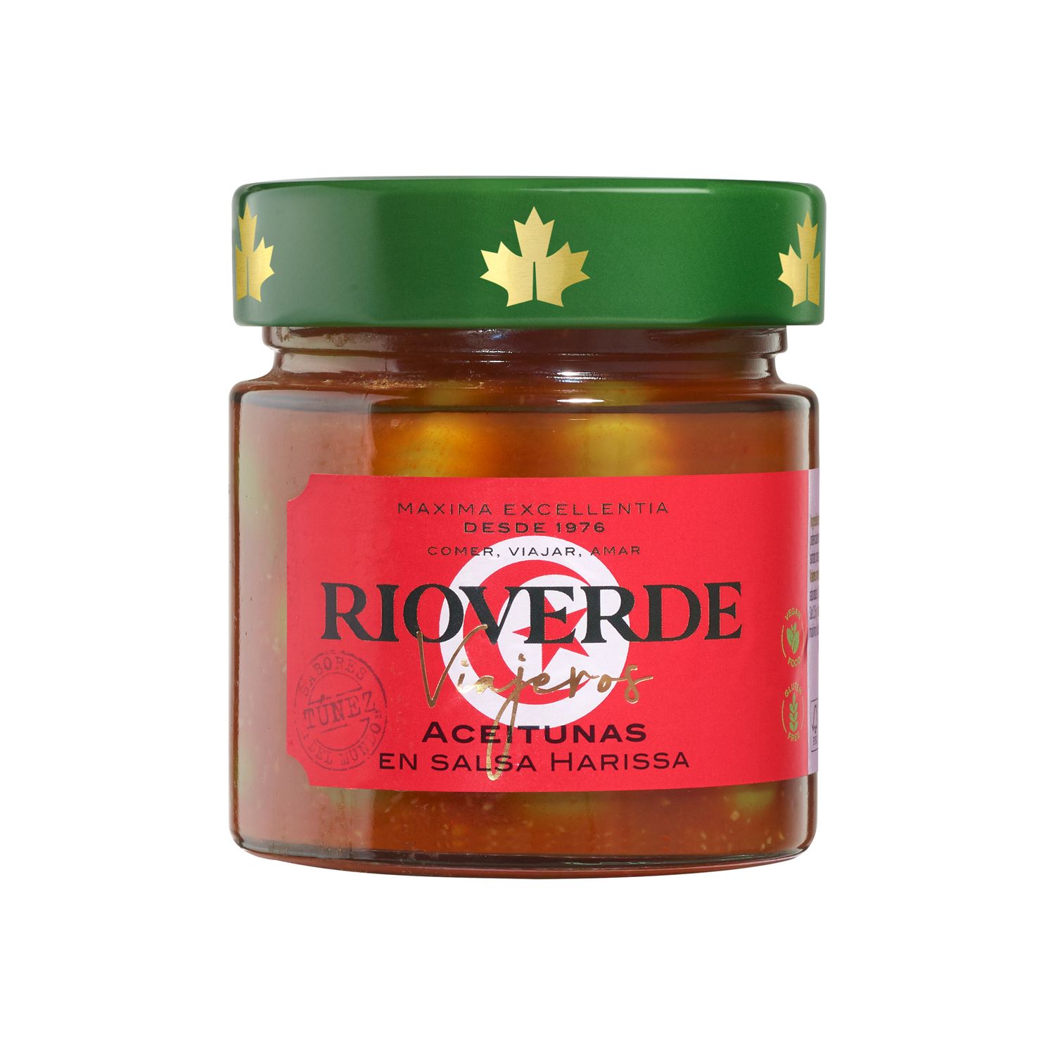 Aceitunas en salsa harissa RIOVERDE 245 g.