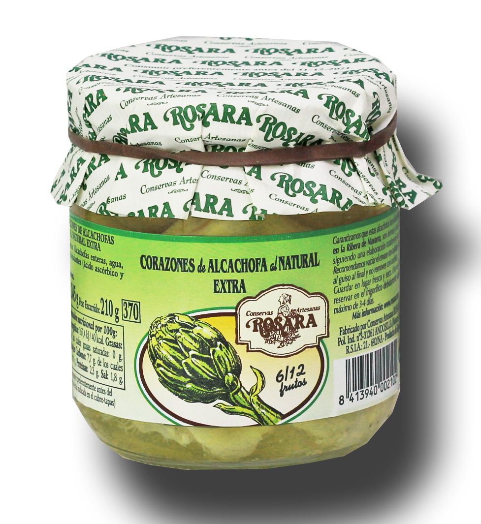 Corazones de alcachofa al natural ROSARA 345 g.