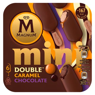 Helado mini double caramel chocolate MAGNUM 6 uds.