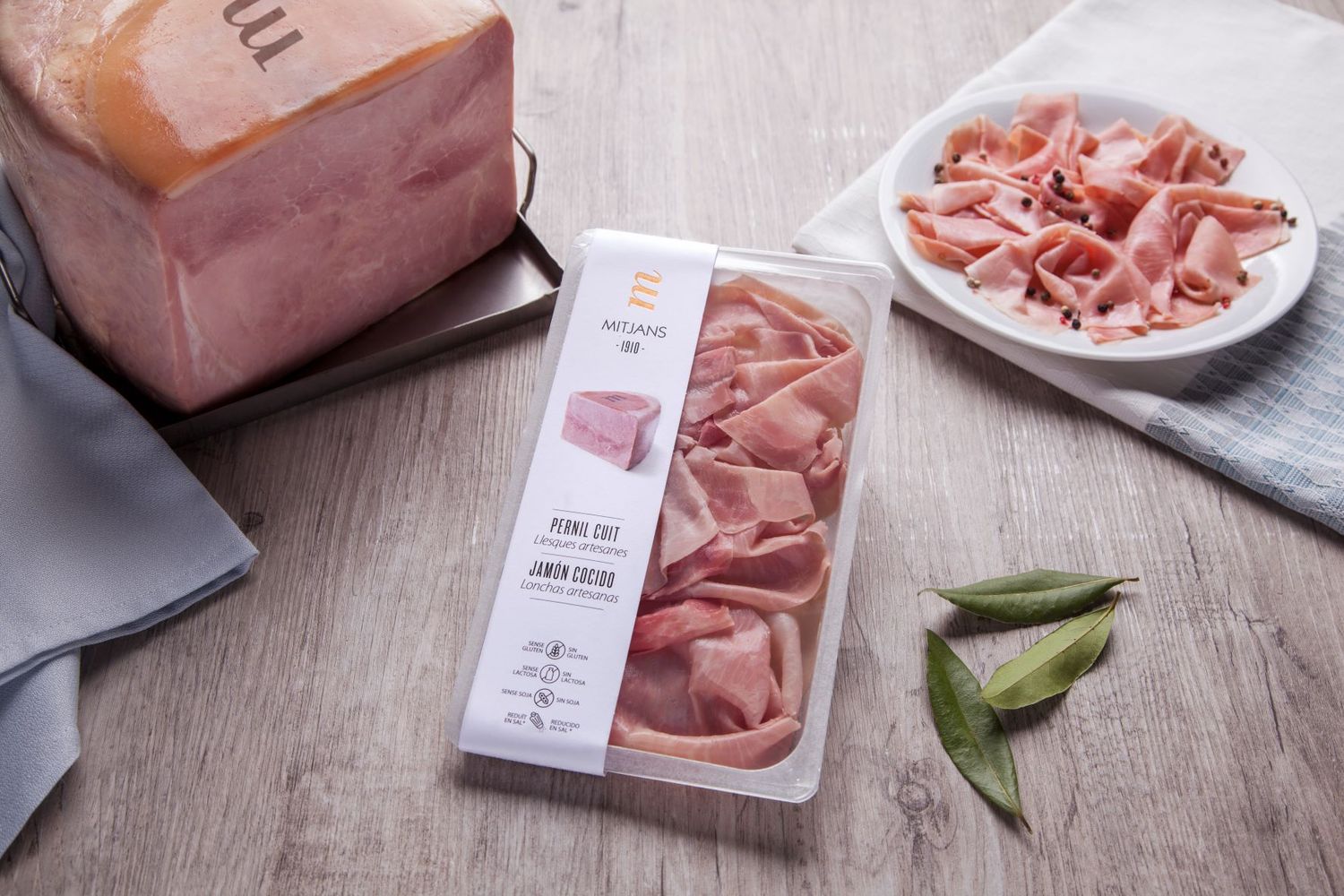 Jamón cocido artesano &quot;MITJANS&quot; 100 g.