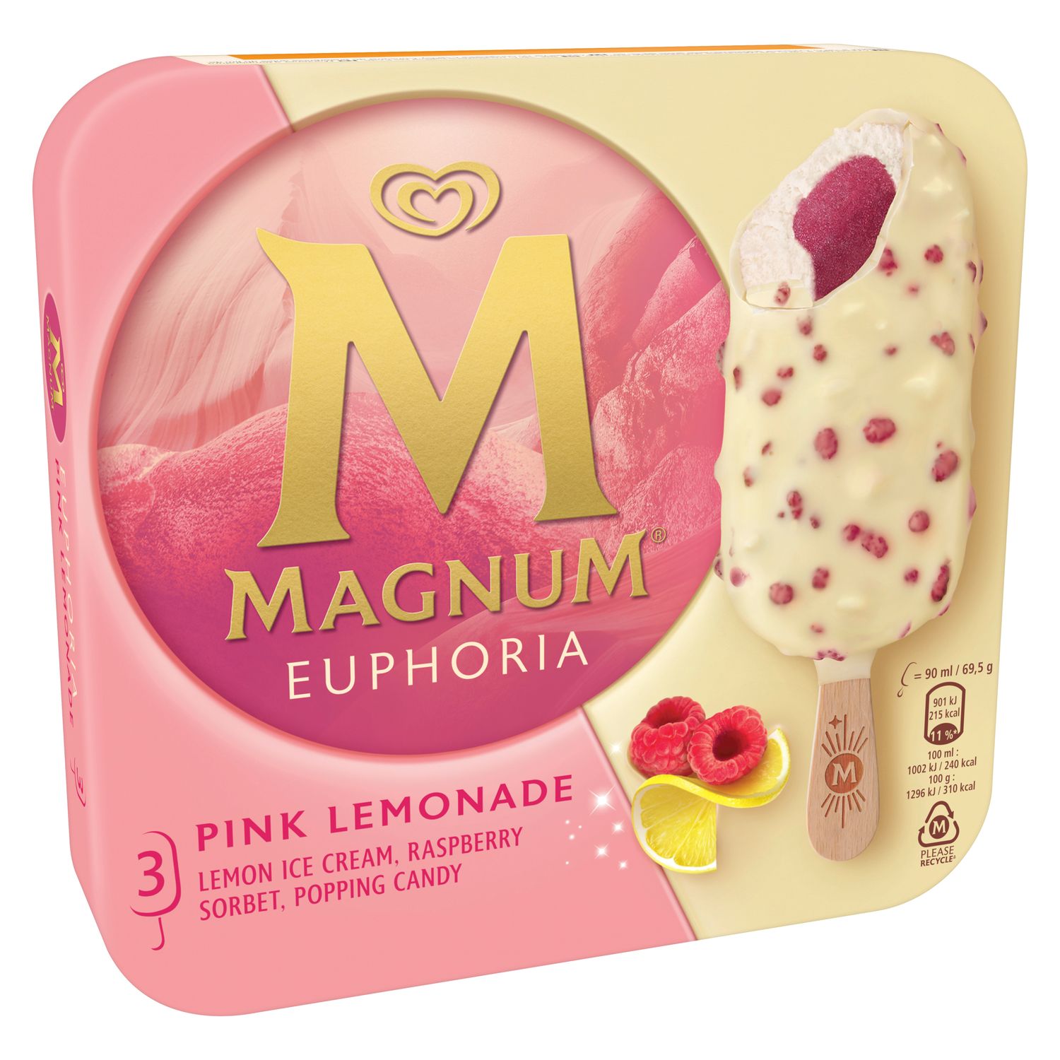 Bombón helado pink lemonade MAGNUM 3 uds.  270 ml.