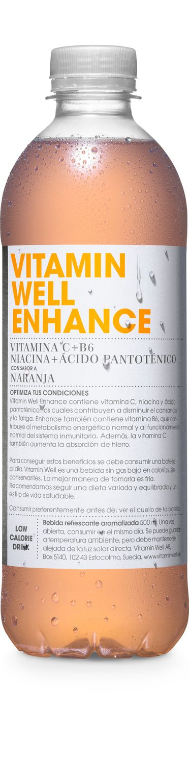 Vitamina C+B6 sabor a naranja VITAMIN WELL ENHANCE 500 ml.