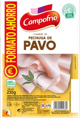 Pechuga de pavo formato ahorro CAMPOFRIO 235 g.