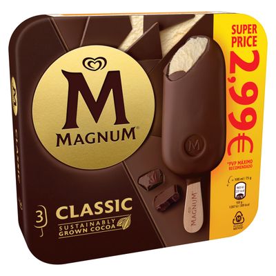 Helado classic MAGNUM x3  300 ml.