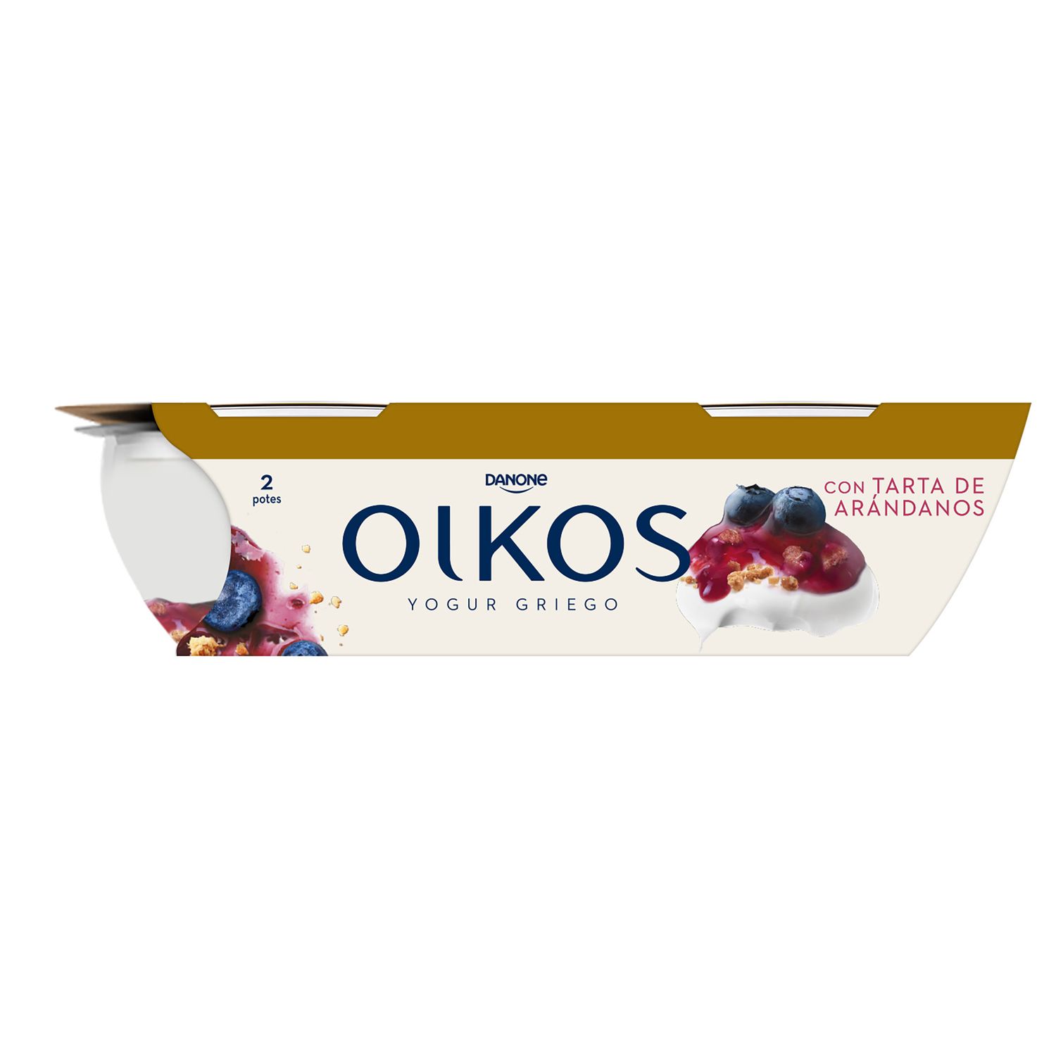 Yogur griego sabor tarta de arándanos OIKOS de DANONE (pack 2).