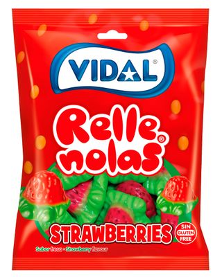 Gominolas strawberries rellenas sin gluten VIDAL 90 g.