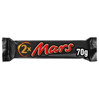 Barritas de chocolate con leche, turrón y caramelo MARS 70 g.