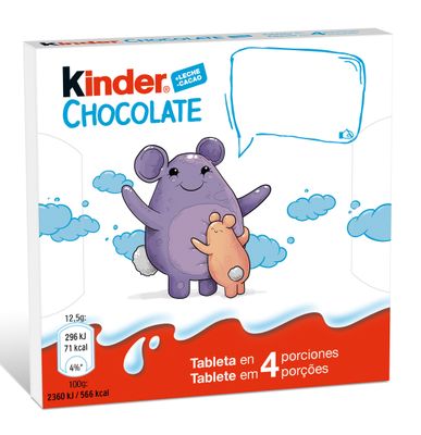 Barritas de chocolate sin gluten KINDER 4 uds. 50 g.