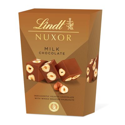 Bombones nuxor de chocolate con leche  y avellanas LINDT 150 g.