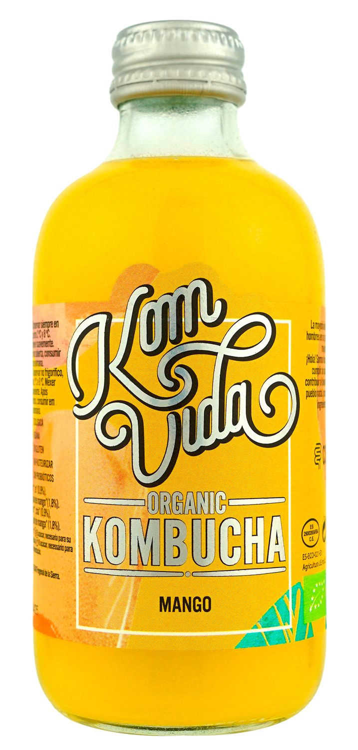 Bebida refrescante sabor mango ORGANIC KOMBUCHA 250 ml.