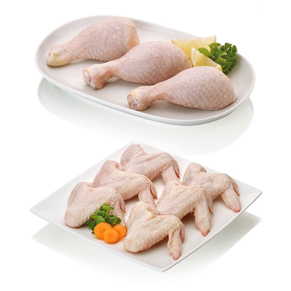 Oferta: 1 kg de alas de pollo + 1 kg de jamoncitos.