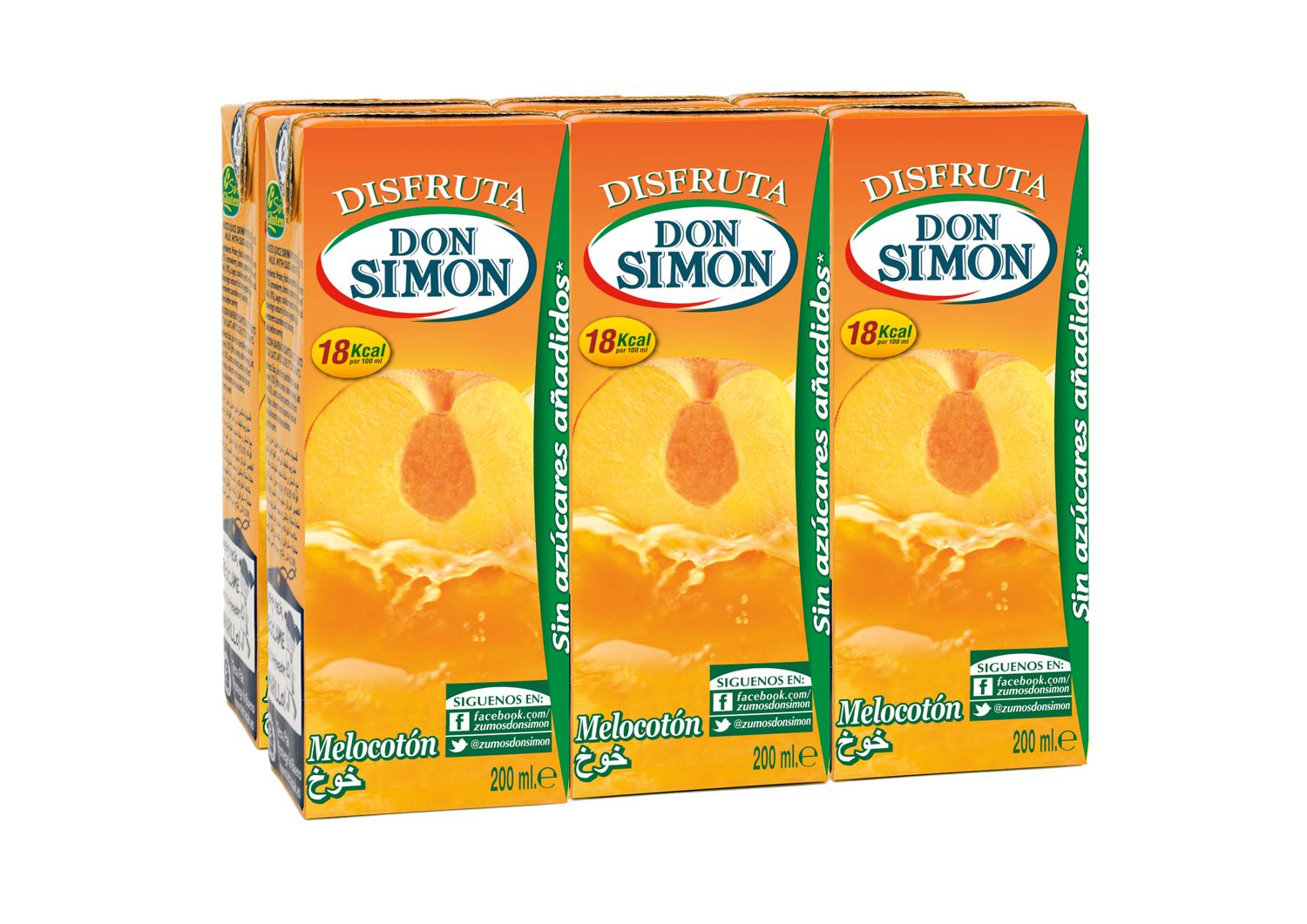 Zumo de melocotón  DON SIMON 6 x 200 ml.