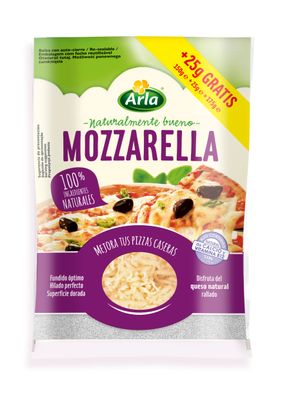 Queso rallado mozzarella sin gluten ARLA 175 g.