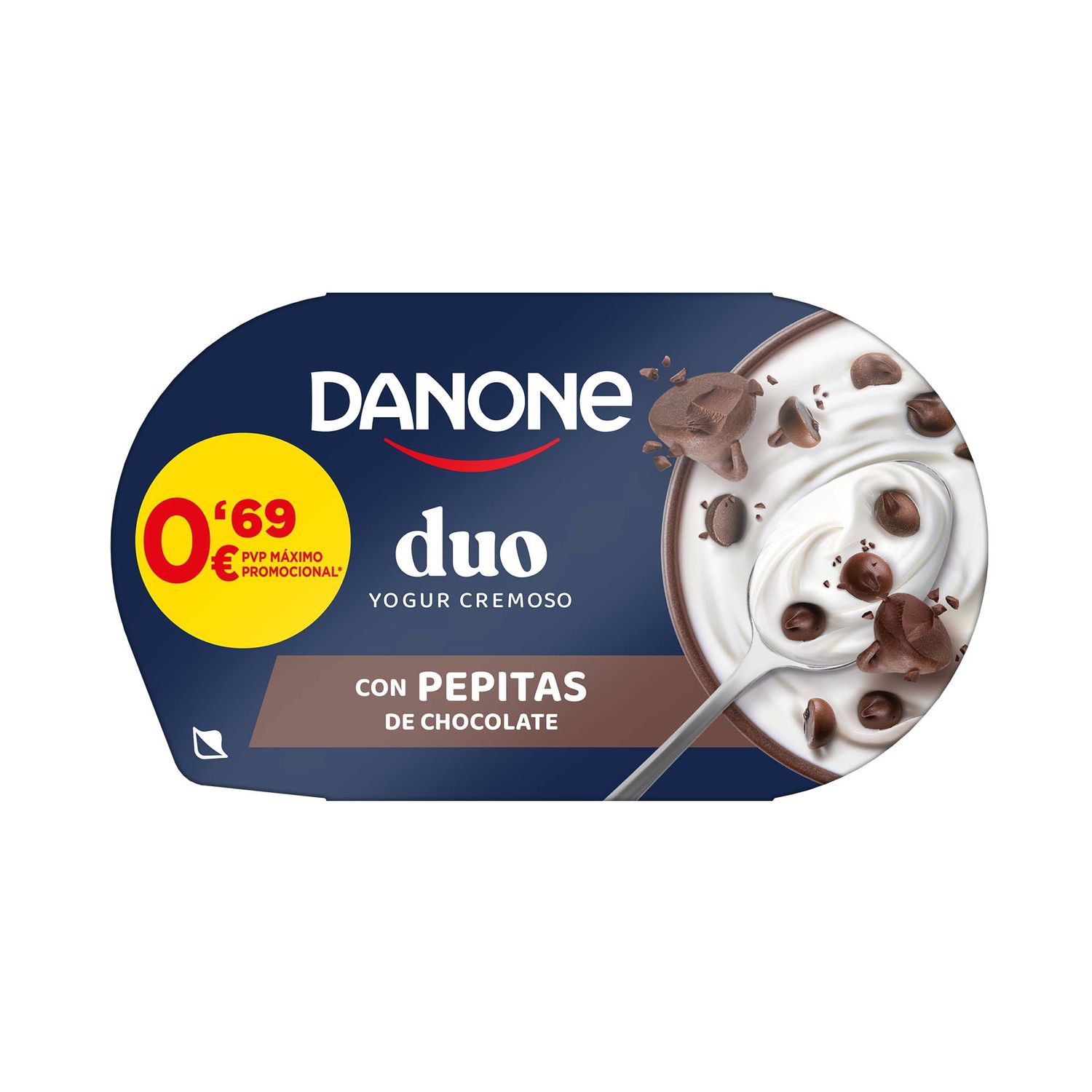 Yogur duo con pepitas de chocolate DANONE 100 g.
