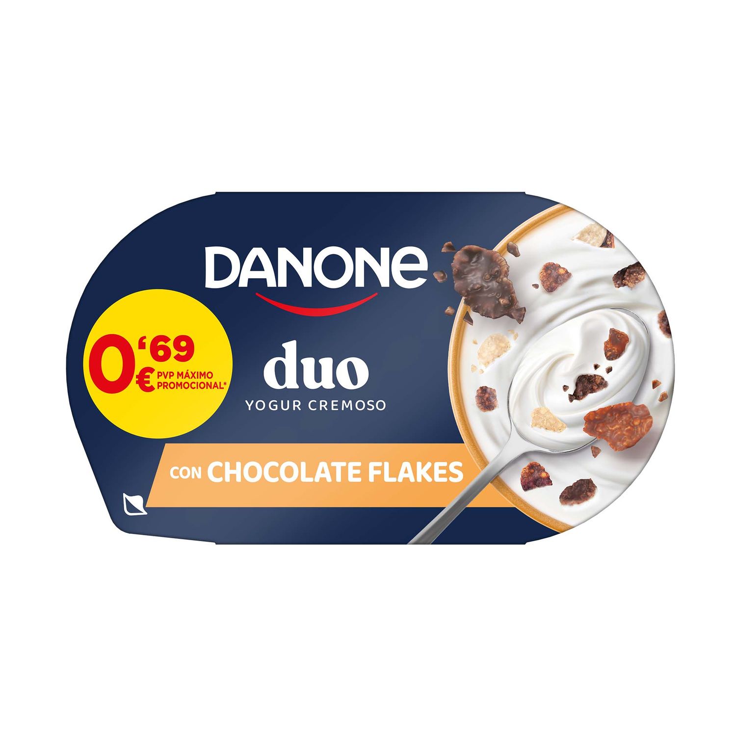 Yogur duo con chocolate flakes DANONE 100 g.