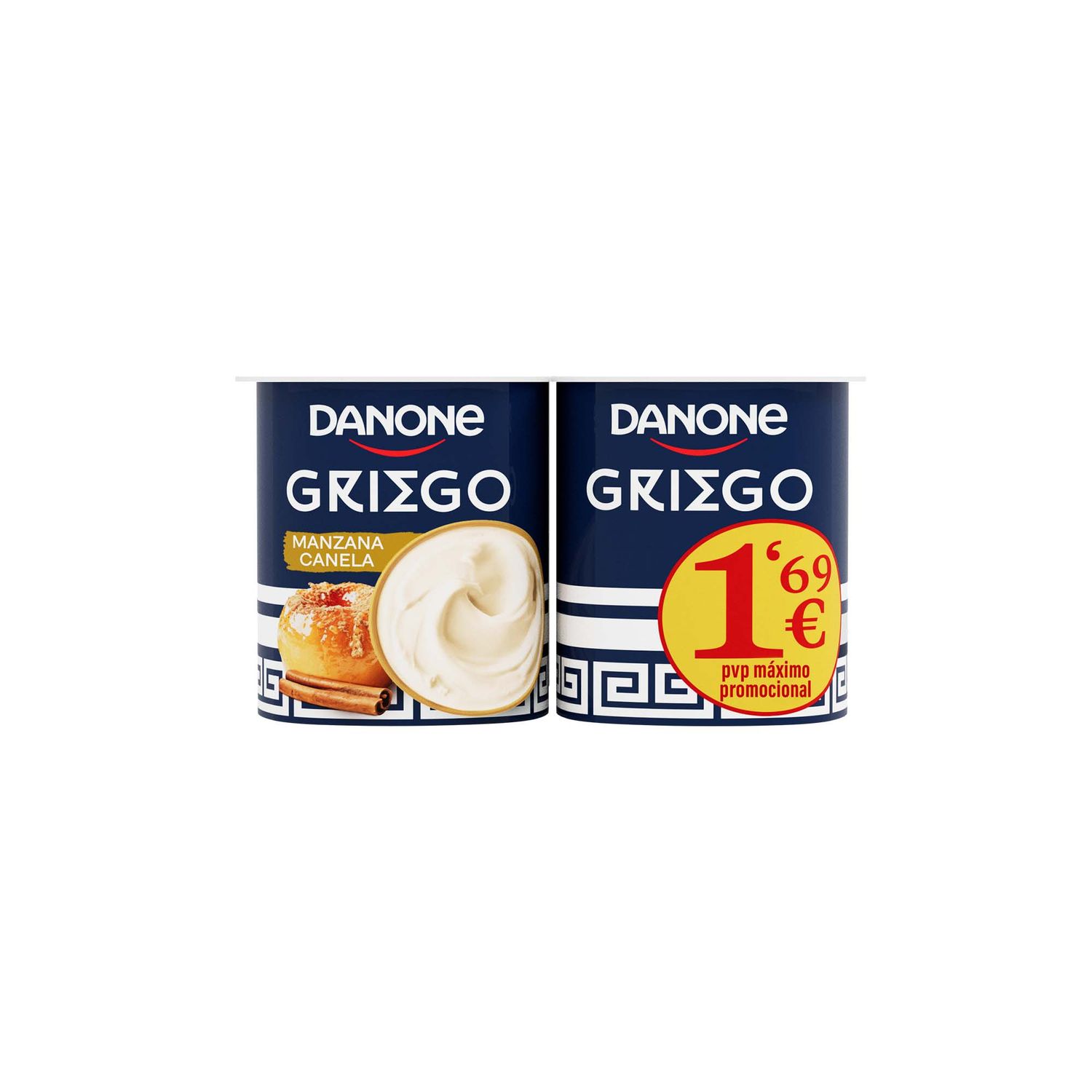 Yogur griego sabor manzana y canela DANONE 4 x 110 g.