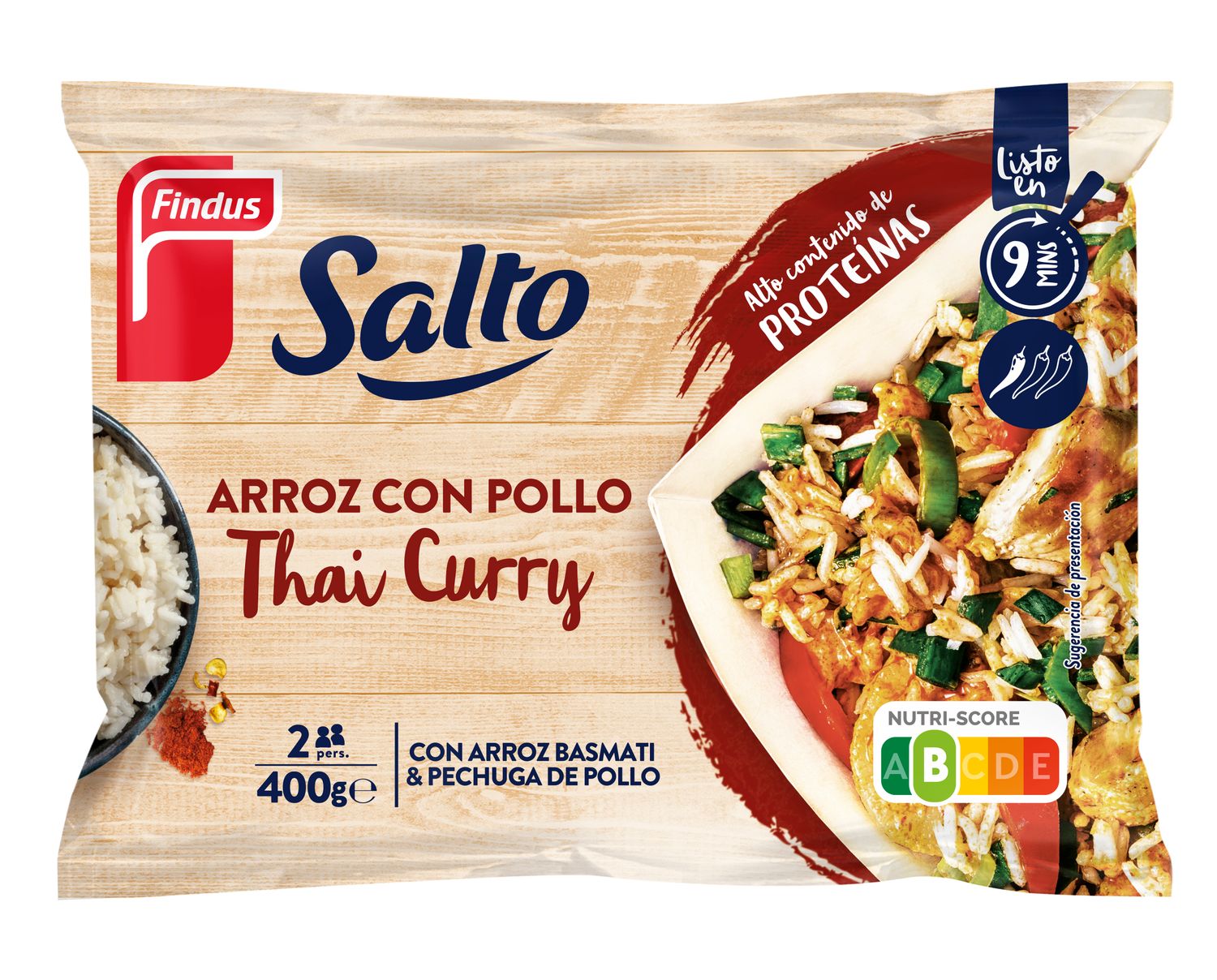 Arroz con pollo Thai Curry FINDUS 400 g.