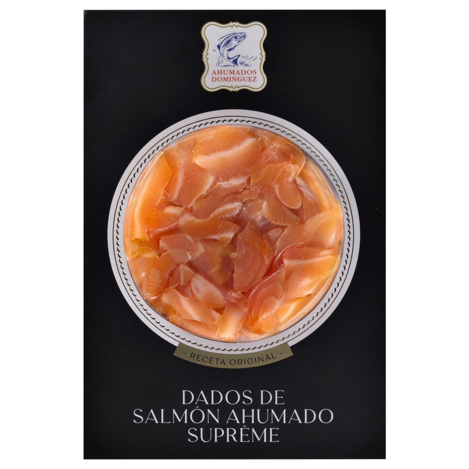 Dados de salmón ahumado AHUMADOS DOMINGUEZ 95 g.