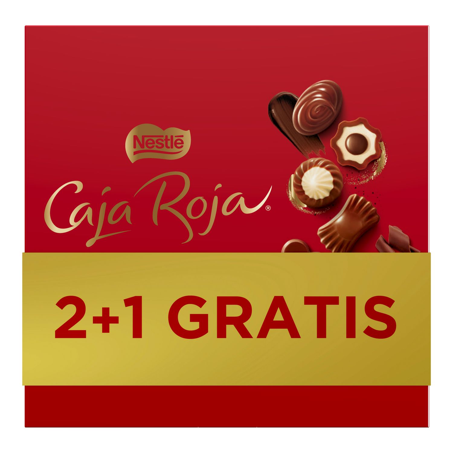 Bombones de chocolate caja roja NESTLÉ 2+1 3 x 103 g.