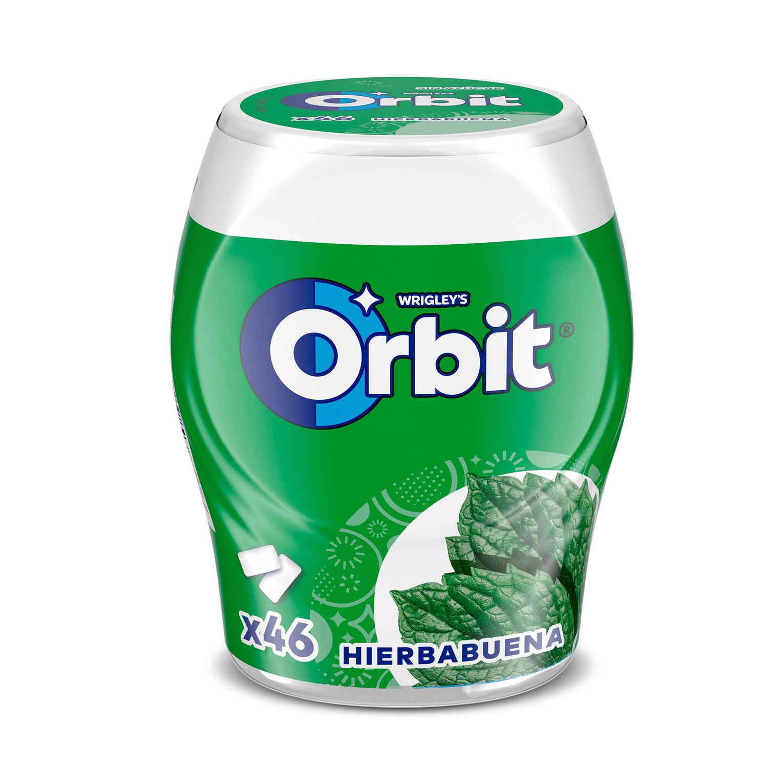 Bote de chicles sabor hierbabuena ORBIT x 46 64 g.