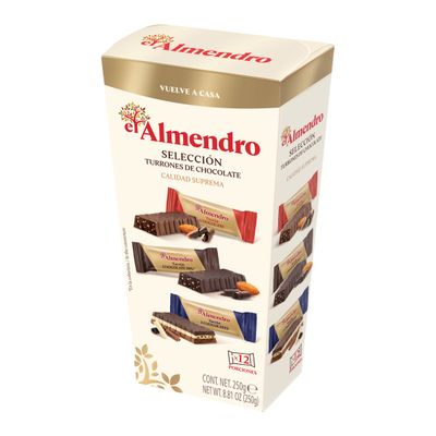 Selección de turrones de chocolate EL ALMENDRO 250 g.