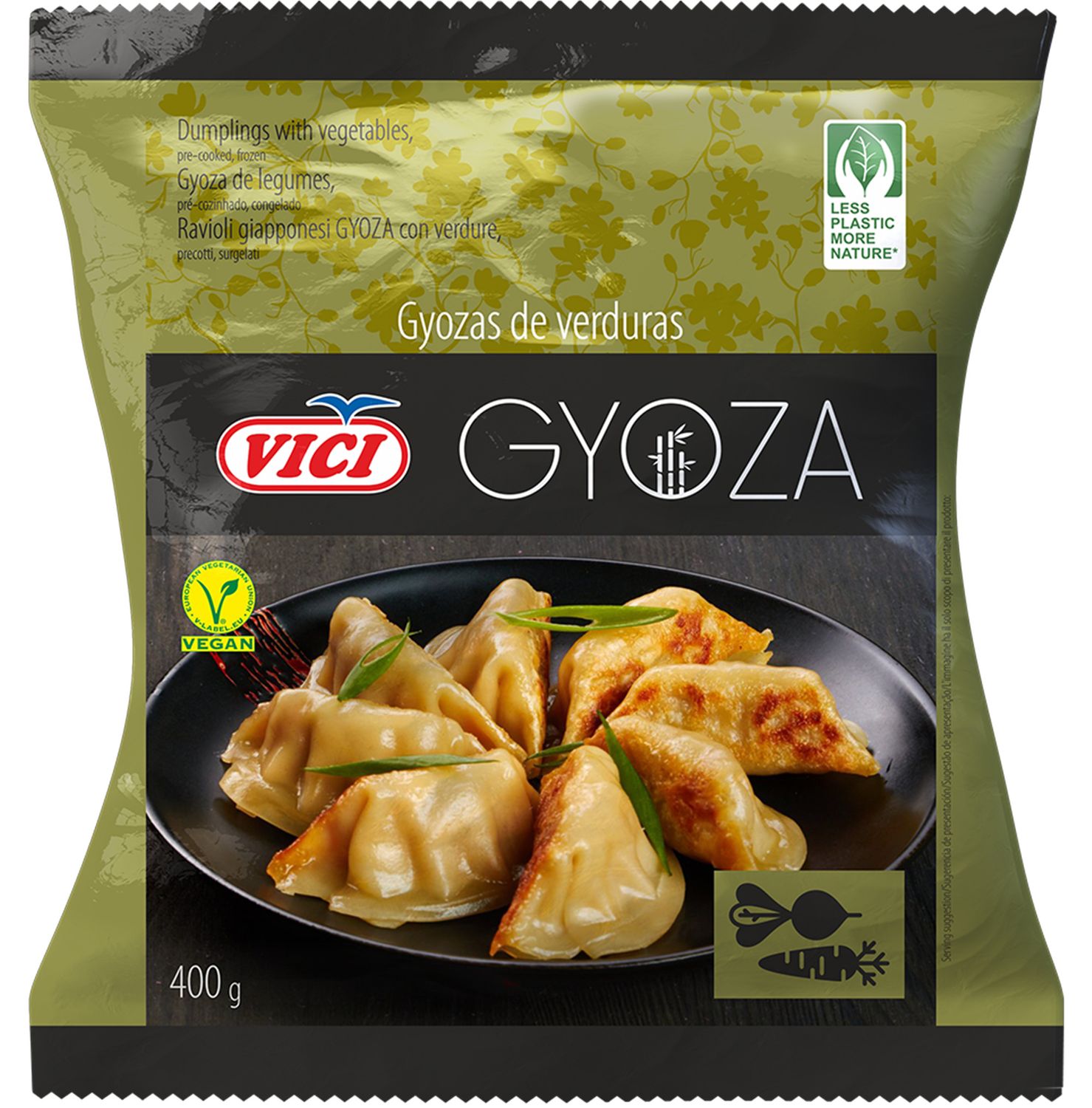 Gyozas de verduras congeladas VICI 400 g.