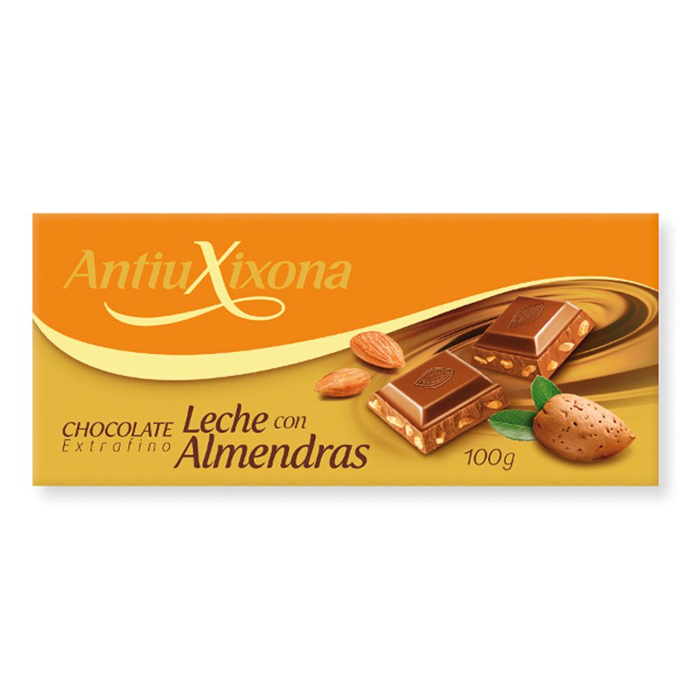 Chocolate extrafino de leche con almendras ANTIU XIXONA 100 g.