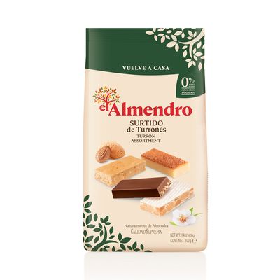 Surtido de turrones sin azúcar  y sin gluten EL ALMENDRO 400 g.