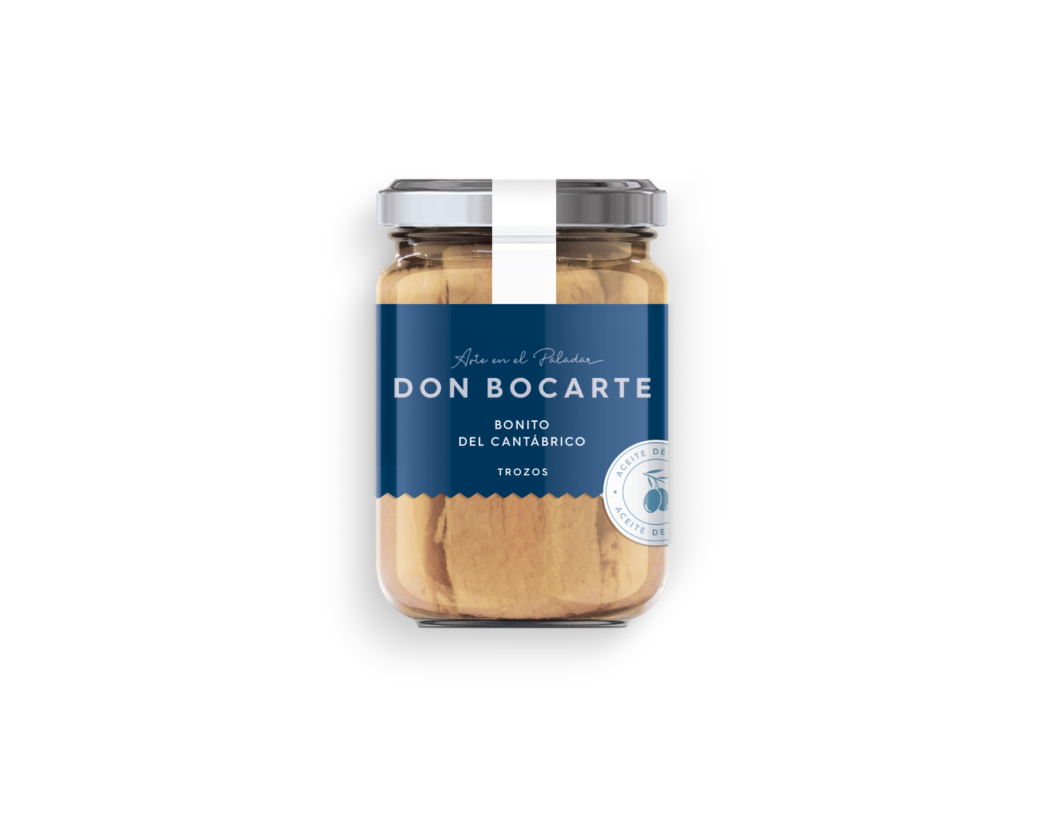 Bonito del cantábrico en trozos en tarro DON BOCARTE 410 g.