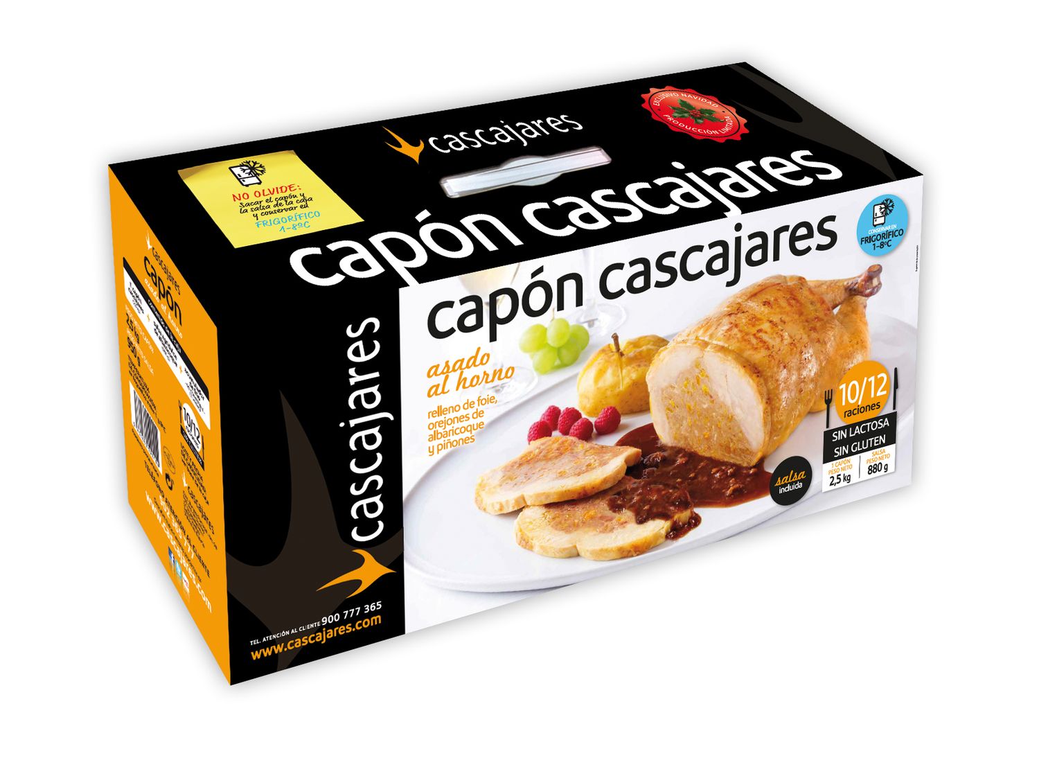 Capón asado al horno relleno de foie, orejones de albaricoque y piñones CASCAJARES 10/12 raciones