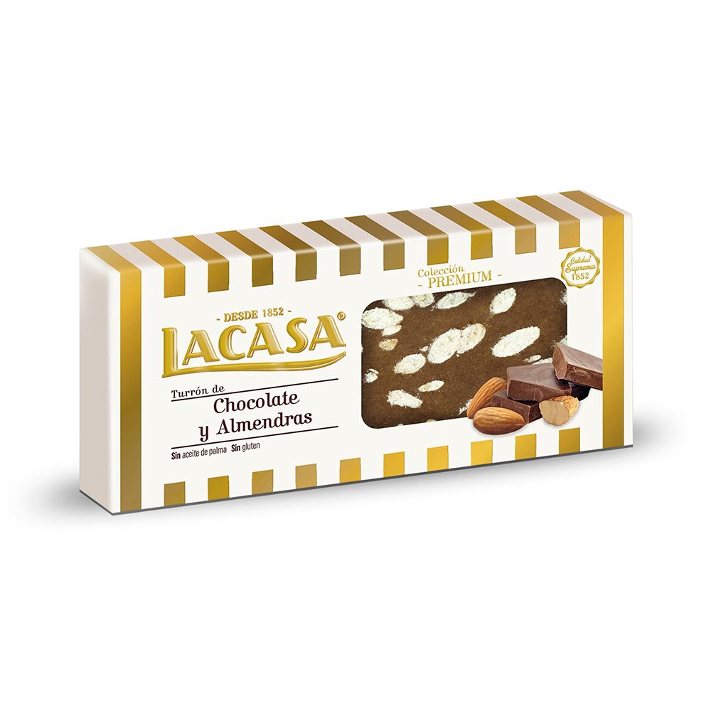Turrón de praliné chocolate y almendras LACASA 250 g.