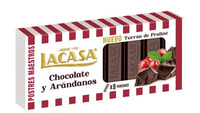 Turrón chocolate y arándanos sin gluten LACASA 225 g.