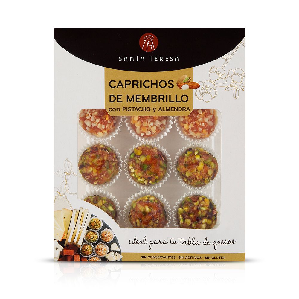 Caprichos de membrillo con pistacho y almendra SANTA TERESA 120 g.