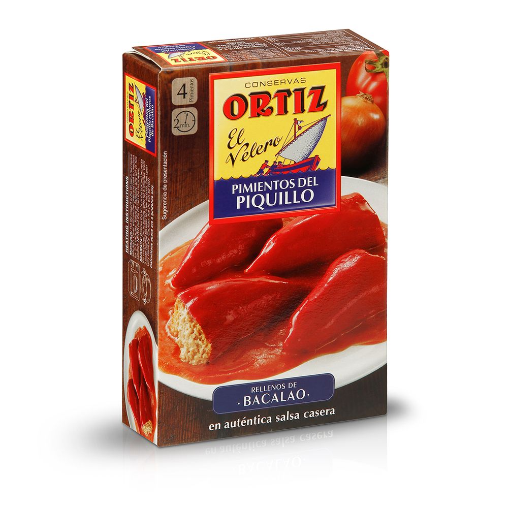 Pimientos del piquillo relleno de bacalao CONSERVAS ORTIZ 300 g.