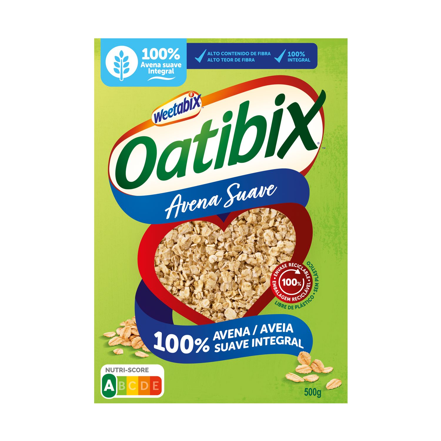 Copos de avena suave integral OATIBIX 500 g.