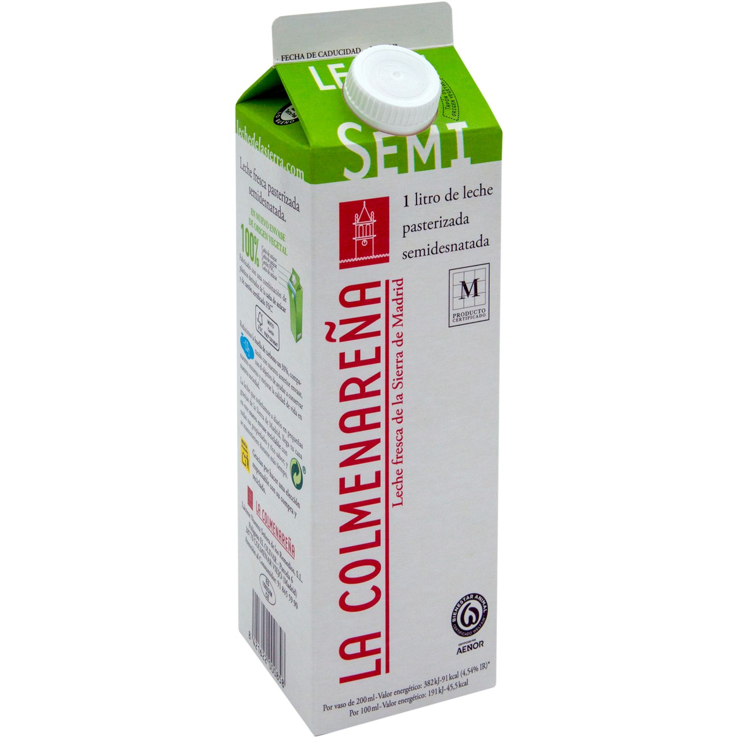 Leche fresca semidesnatada pasteurizada LA COLMENAREÑA 1 lt.