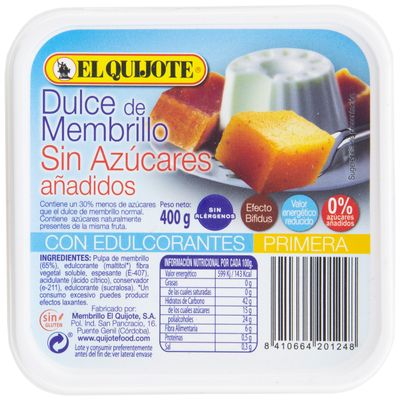 Dulce de membrillo sin azúcar sin gluten EL QUIJOTE 400 g.