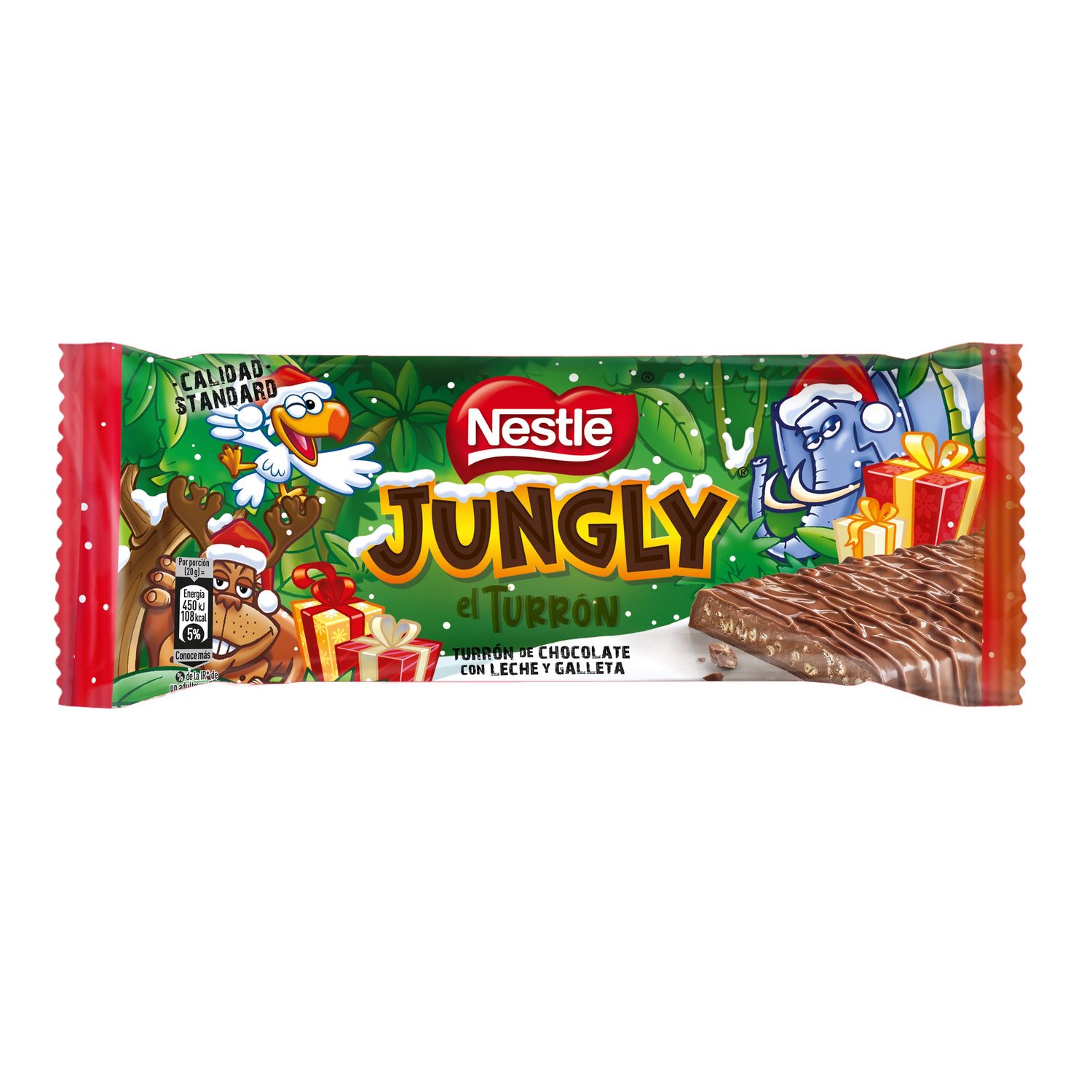 Turrón de chocolate con leche y galleta Jungly de NESTLÉ 232 g.