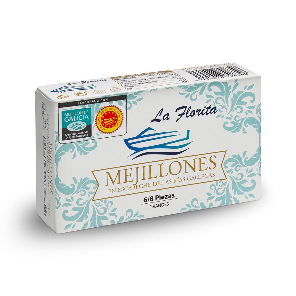 Mejillones en escabeche grandes LA FLORITA 6/8 pzas.
