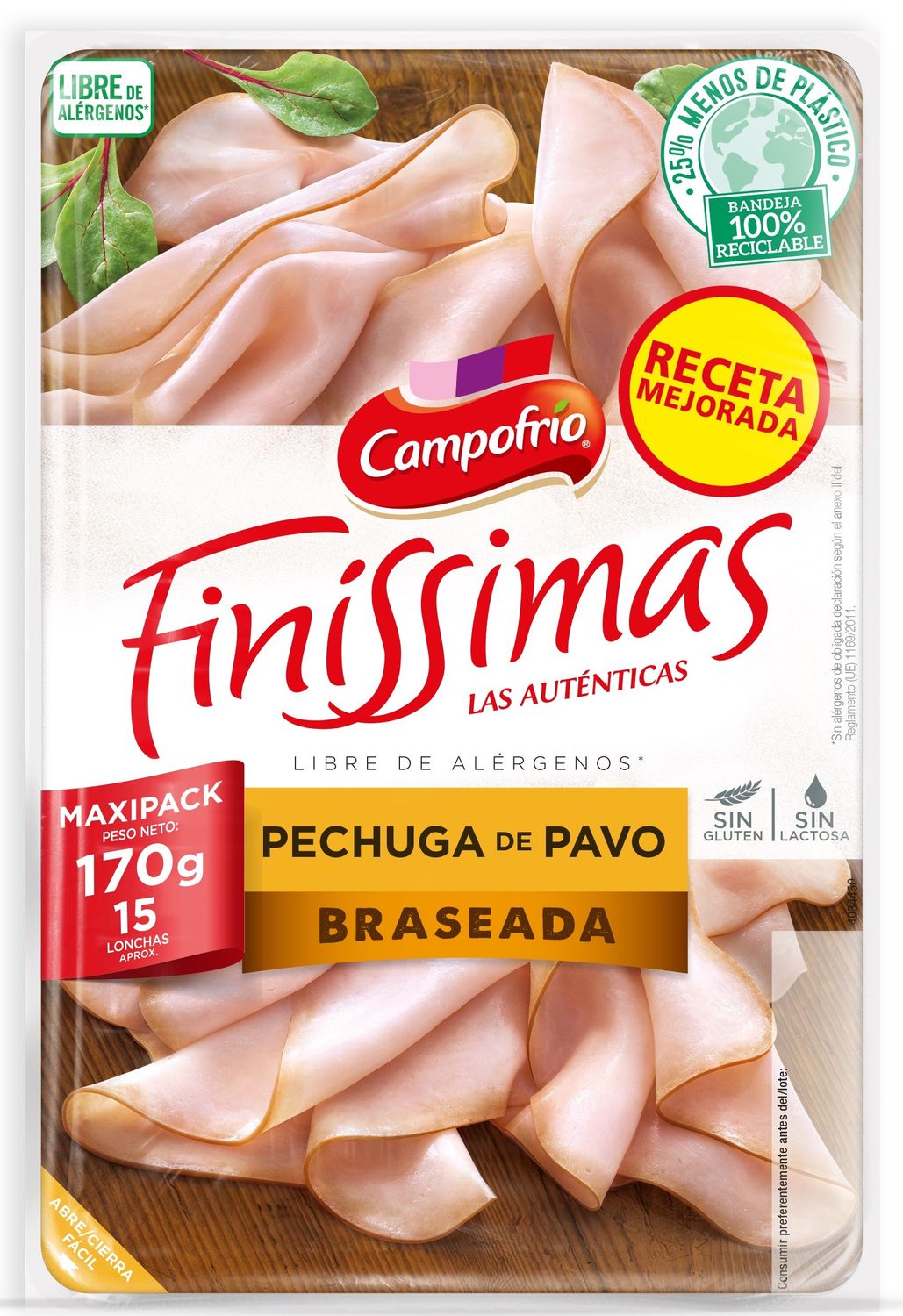 Pechuga de pavo braseada finíssimas maxi pack CAMPOFRIO 170 g.
