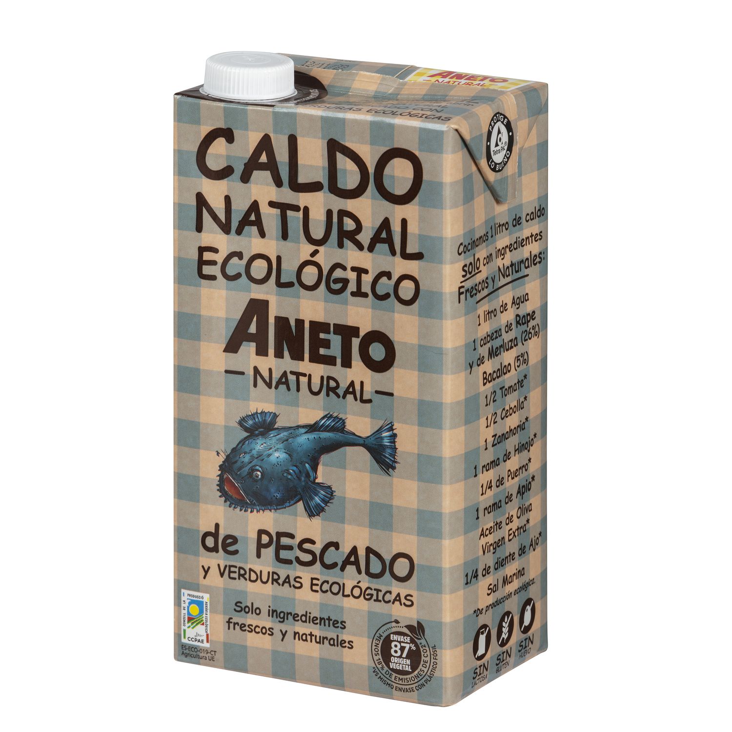 Caldo natural ecológico de pescado y verduras ANETO 1 lt.
