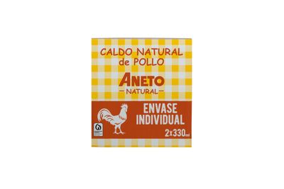 Caldo natural de pollo ANETO 2x330 ml.