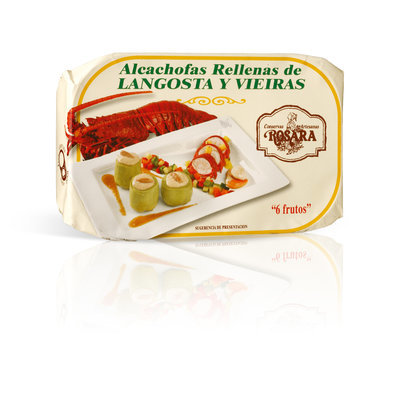 Alcachofas rellenas de marisco ROSARA (6 frutos).