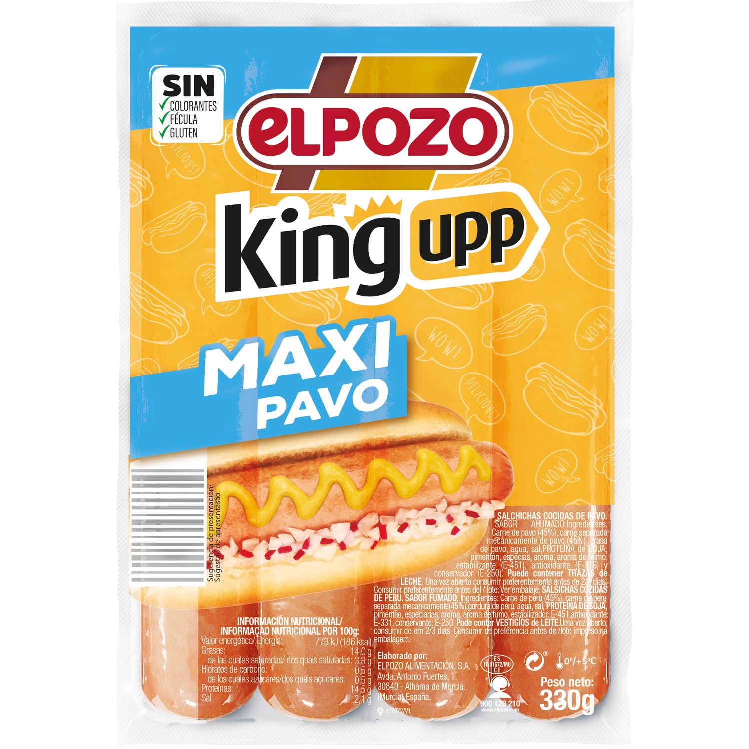 Salchichas maxi pavo king upp EL POZO 330 g.