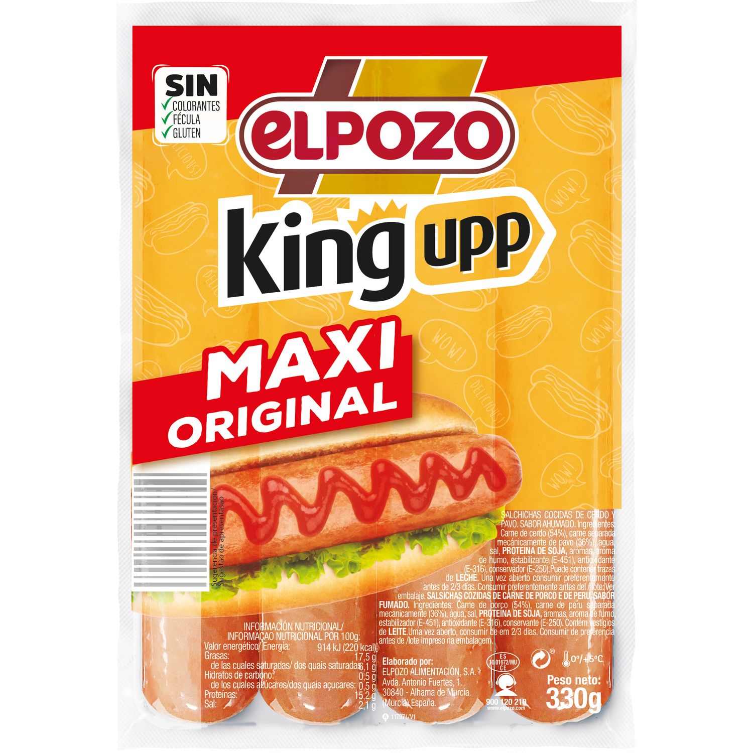 Salchichas maxi original king upp EL POZO 330 g.
