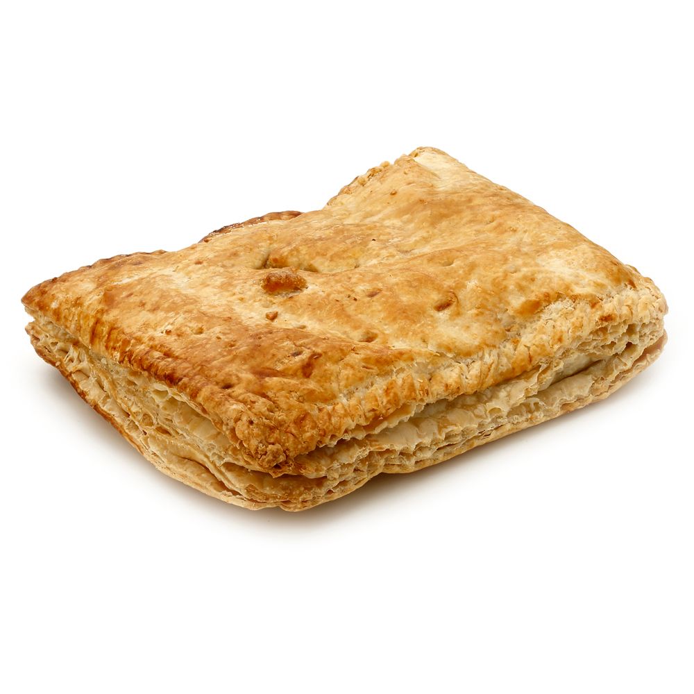 Empanada individual de hojaldre rellena de queso cabra con cebolla caramelizada