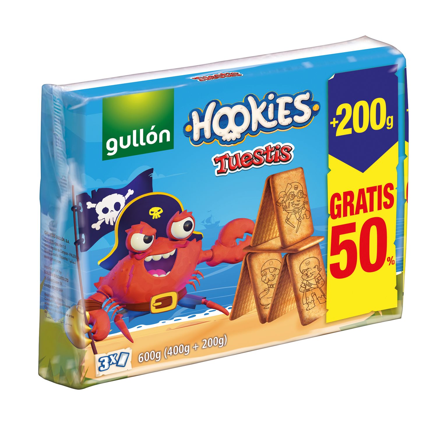 Galletas tuestis hookies GULLON 600 g.