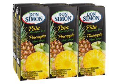 Zumo piña, manzana y uva DON SIMÓN pack 6x200 ml.