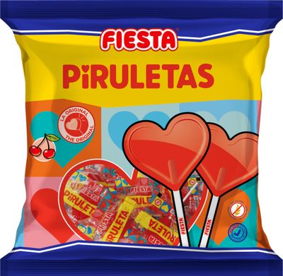 Piruletas corazón originales sabor cereza de FIESTA 7 ud. x 13 g.